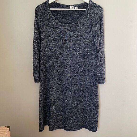 Gap Dress Long Sleeve Marled Black Gray Casual Neutral Comfy - Picture 7 of 7